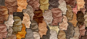 cut out faces of varying color shades